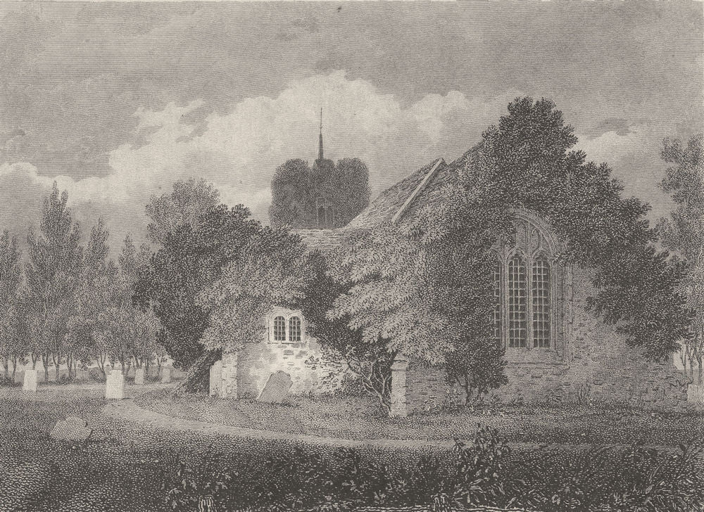 LONDON. Essex. Chingford Church. copperplate. Storer (Greig) 1819 old print